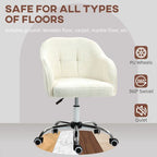 Fluffy Vanity Chair for Desk, with Height Adjustable, Wheels