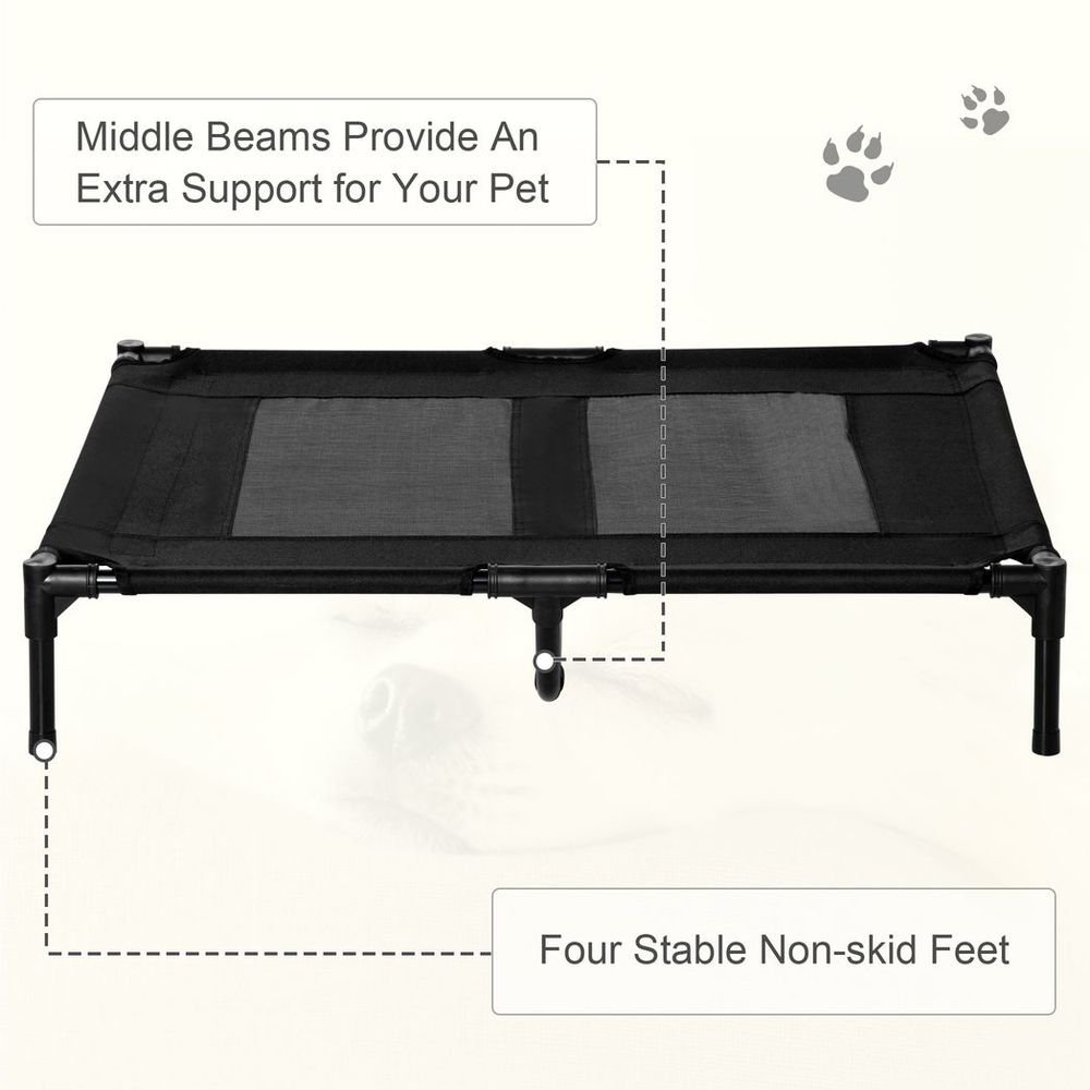 Large Pet Cot Portable Dog Cat Sleep Bed Elevated Camping Outdoor Black