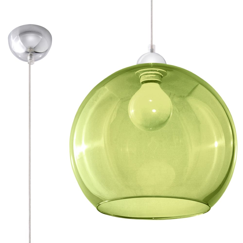 Pendant lamp steel, glass Ball minimalistic Design E27 in Steel