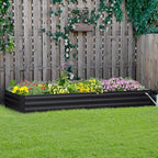 Galvanised Raised Garden Bed Metal Planter Box with Open Bottom, Grey