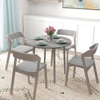 Foldable Dining Table, Round Drop Leaf Table with Wood Legs