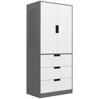 Grey 2 Door Wardrobe - 3 Drawer - Hanging Rod - Bedroom Storage