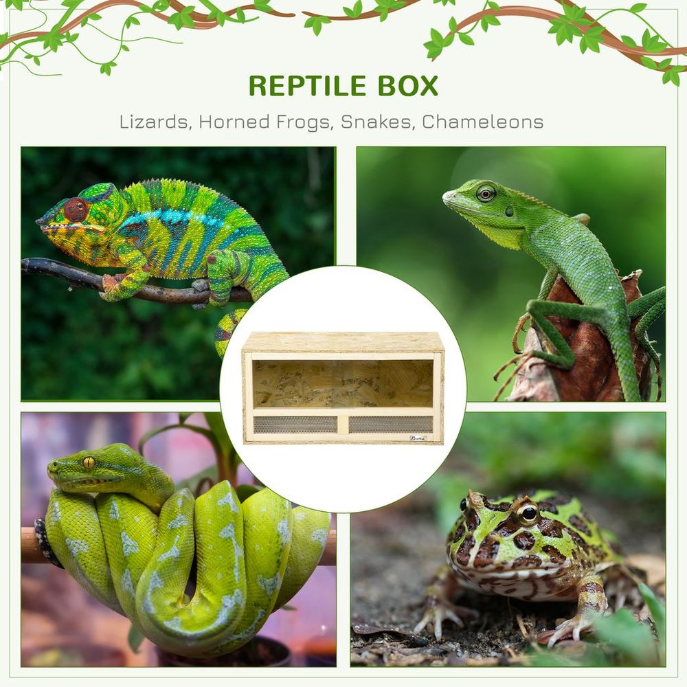 Reptile Terrarium w/ Transparent Sliding Doors, Breathable Mesh