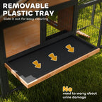 Rabbit Hutch Outdoor with Steel Run Removable Plastic Tray Natural