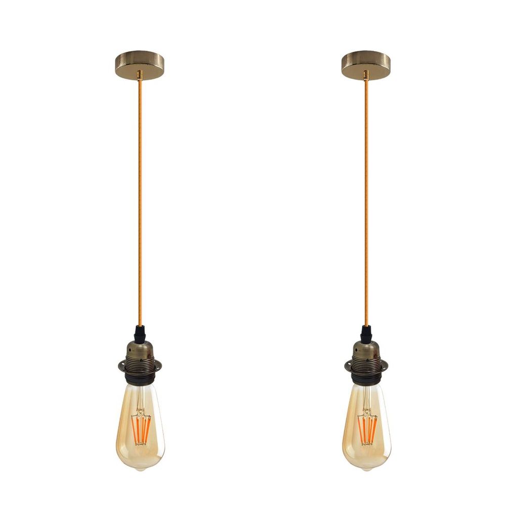 2 Pack Vintage Industrial Pendant Light,lampshade E27 UK Holder Fitting Set