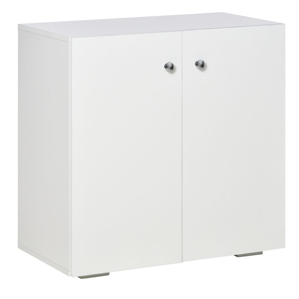 Storage Cabinet w/Two Shelves Wooden Sideboard Freestanding Kitchen Cupboard Bookcase - White