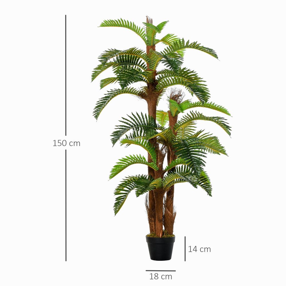 Realistic Artificial Fern Tree - 36 Leaves, 150cm - Fake Plant with Nursery Pot - for Home and Commercial Spaces