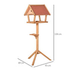 Wooden Bird Table Freestanding Feeding Station for Garden Outside 139H cm Natural