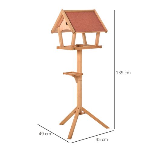 Wooden Bird Table Freestanding Feeding Station for Garden Outside 139H cm Natural