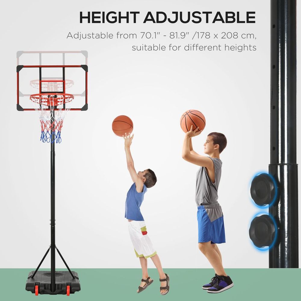 Kids Adjustable Basketball Hoop: Height 1.8-2m, Portable Stand, Wheels