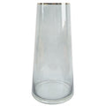 Elegant 28cm Gold Rim Smoke Grey Glass Vase