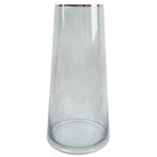 Elegant 28cm Gold Rim Smoke Grey Glass Vase