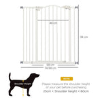 Adjustable Metal Pet Gate, Auto-Close Door - 74-94cm, White