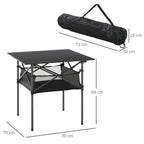 Portable Aluminum Camping Table with Roll-Top, Folding Design, Mesh Bag - Easy to Carry