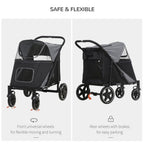 Foldable Dog Carriage w/ Universal Wheels - Black