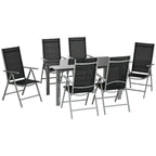 7pc Outdoor Dining Set - Folding Chairs, Aluminum Table - Patio Furniture