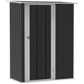 Grey Garden Storage Shed - Lockable Door - Sloped Roof - 142x84x189cm