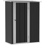 Grey Garden Storage Shed - Lockable Door - Sloped Roof - 142x84x189cm