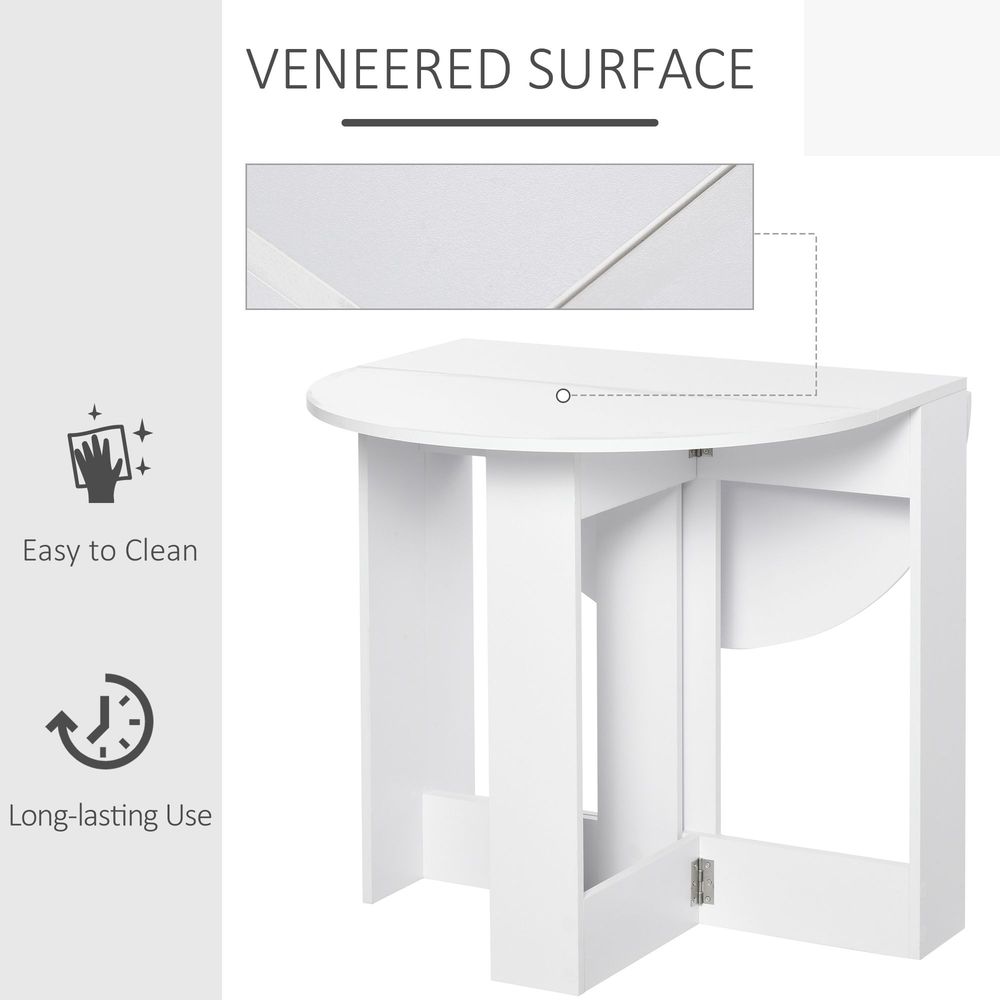 Folding Dining Table, Space-saving Drop Leaf Table for Small Space, Kitchen, Dining Room, White