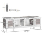 IE Located Wooden Rabbit Hutch Guinea Cage Separable Bunny Run Small Bunny House w/Slide Out Tray - Grey