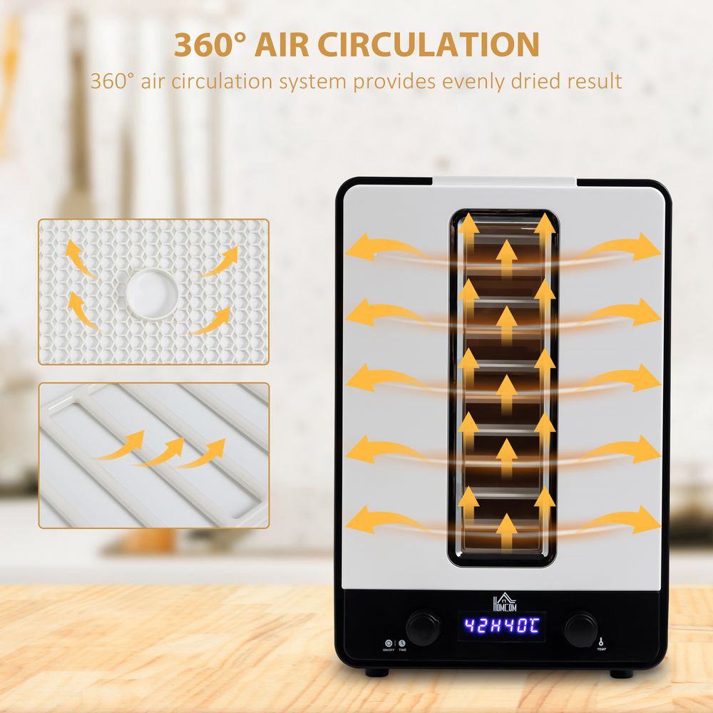 11-Tier Food Dehydrator - 550W Dryer Machine - Adjustable Temp - White