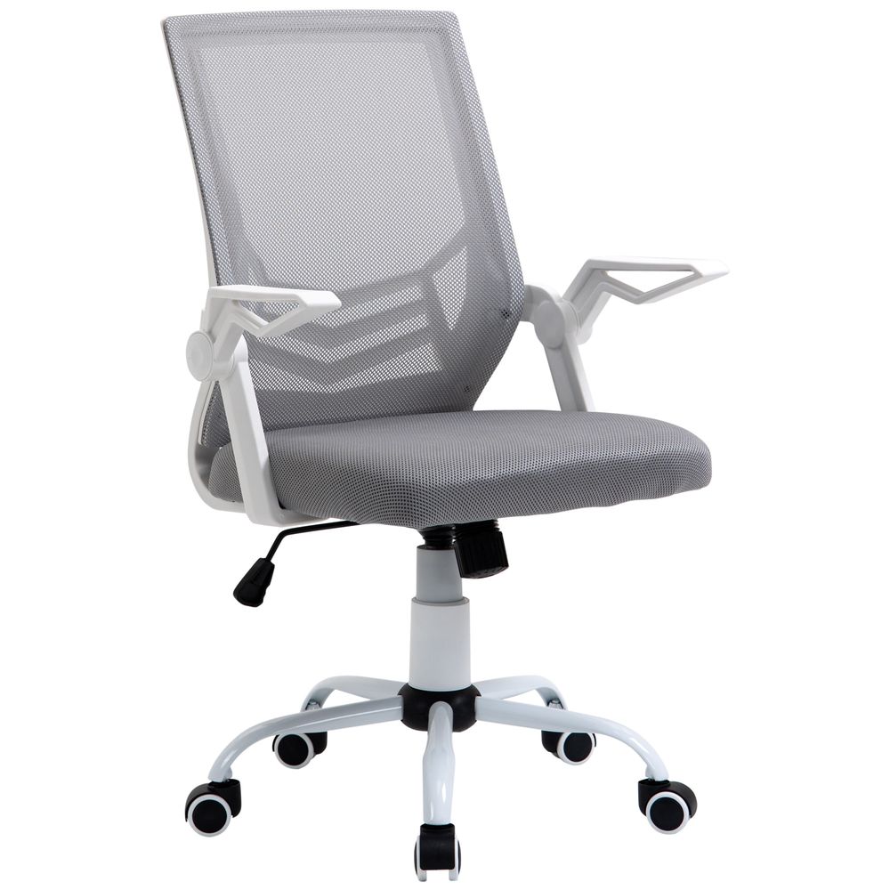 Office Chair, Ergonomic Desk Chair, Executive Computer Chair with 90° Flip-up Armrest and Lumbar Support, Adjustable Height for Home/Office, Grey