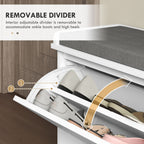 10-Pair Shoe Bench: White, Entryway, Cushion, Flip Drawer