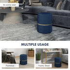 Round Pouffe, Storage Footstool with Cushioned Top, Hidden Space