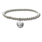 Paw Print Silver Beaded Bracelet - Gift for Dog and Cat Lovers!