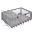 Tortoise House with Mesh Roof - Small Reptile Wooden Grey House