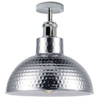 Vintage Industrial Style Flush Mount Metal Chrome Ceiling Light