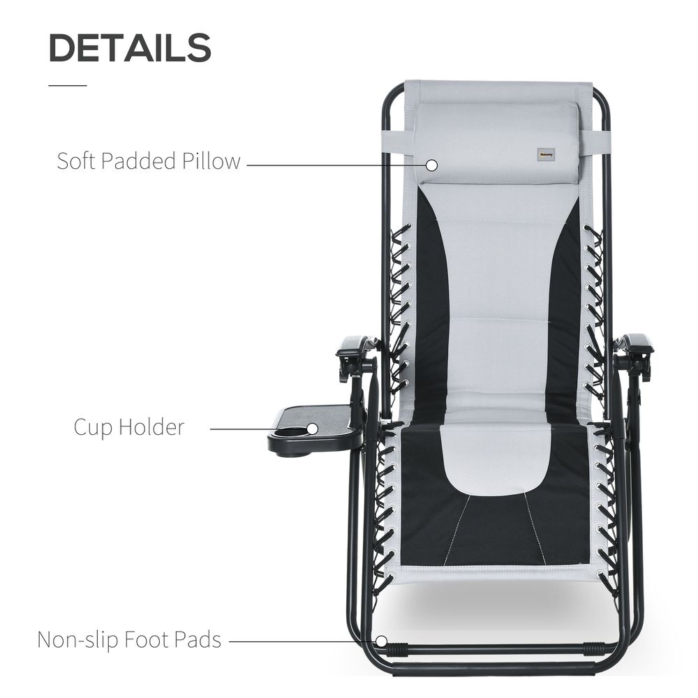 Comfort Zero Gravity Recliner, Foldable & Adjustable, Light Grey