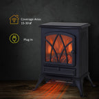 Electric Fireplace Stove - Flame Effect, 1850W, Black