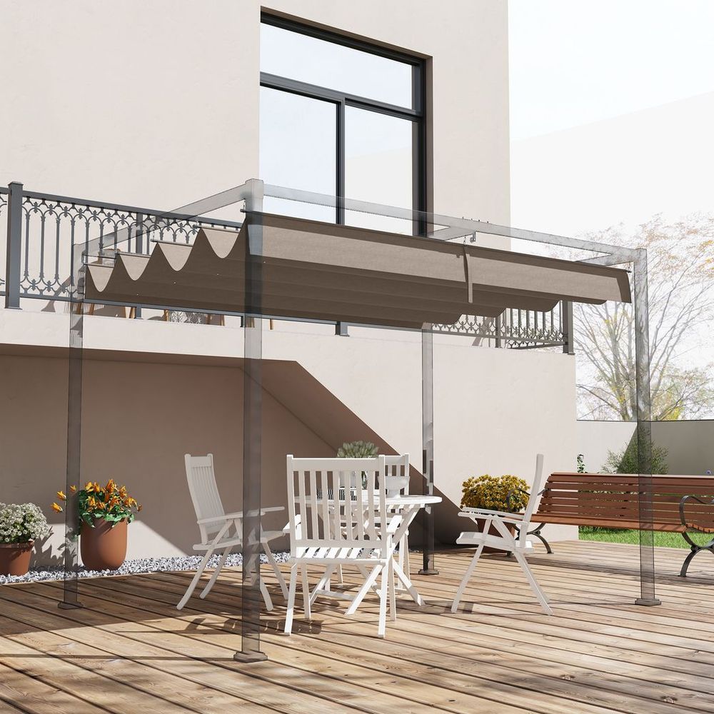 Pergola Sun Shade Cover Roof - Durable & UV-Resistant, Coffee - Fits 3x2.15m Pergola