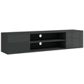 Floating TV Unit for 60" TVs W/ Shelves and Cabinets, Grey