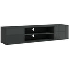 Floating TV Unit for 60" TVs W/ Shelves and Cabinets, Grey