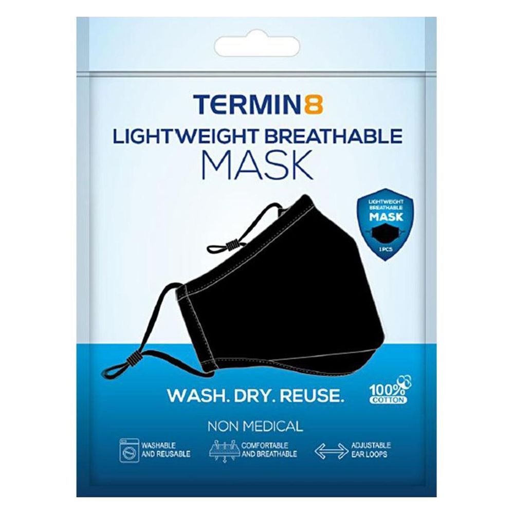 Triple Layer Reusable Cotton Face Mask - Black