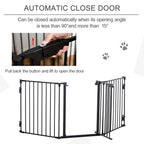 Pet Safety Gate 3 Panels Playpen Metal Fence with Walk Through Door Black