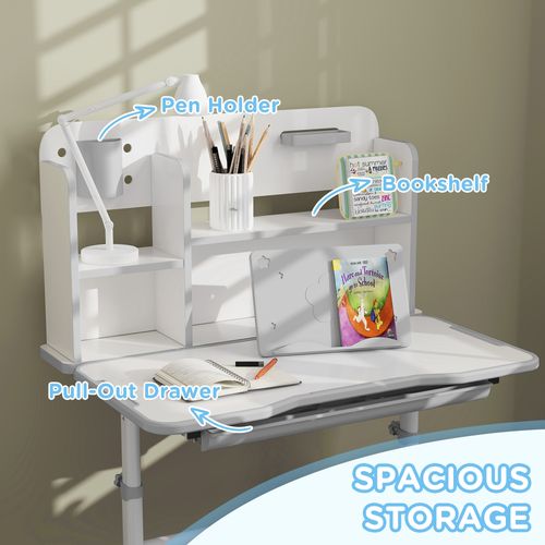 Kids Desk and Chair Set w/ Tiltable Desktop Reading Rack