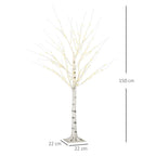 5ft Artificial White Birch Tree Light 96 Warm White Pre-Lit LED Light