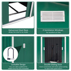 Green Metal Garden Shed - 9x6ft Storage Container w/ Door & Roof - Buy Now!