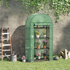 Portable Mini Greenhouse: 80x49x160cm, Steel Frame, PE Cover, Roll-Up Zip Door, Green