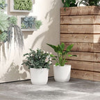 Set of 2 Round Plant Pots Outdoor 22cm for Garden, White