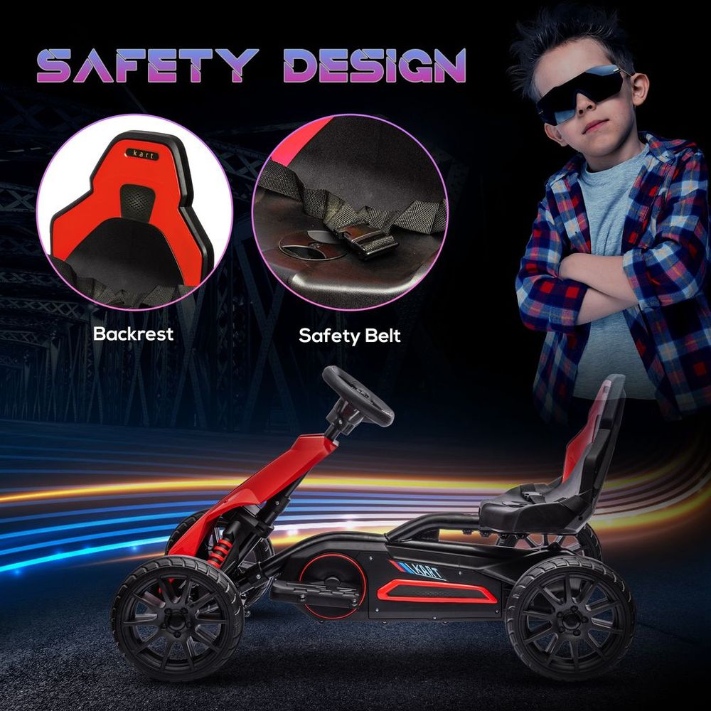 Electric Go Kart - 12V - 3-8 Yrs - Forward/Reverse - 2 Speeds - Red