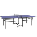 9FT Folding Table Tennis Table w/ 4 Wheels, for Indoors, Blue