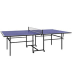 9FT Folding Table Tennis Table w/ 4 Wheels, for Indoors, Blue