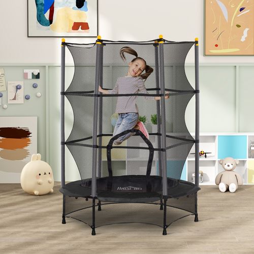 4.6FT/75" Kids Trampoline with Safety Enclosure, Indoor Outdoor