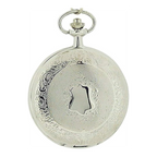 Jakob Strauss Classic Silver Tone & 12 Inch Brass Chain Pocket Watch - NEEDS RE-BATTERY