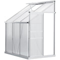6 x 4ft Polycarbonate Greenhouse Aluminum Roof Vent, Rain Gutter Sliding Door