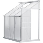 6 x 4ft Polycarbonate Greenhouse Aluminum Roof Vent, Rain Gutter Sliding Door